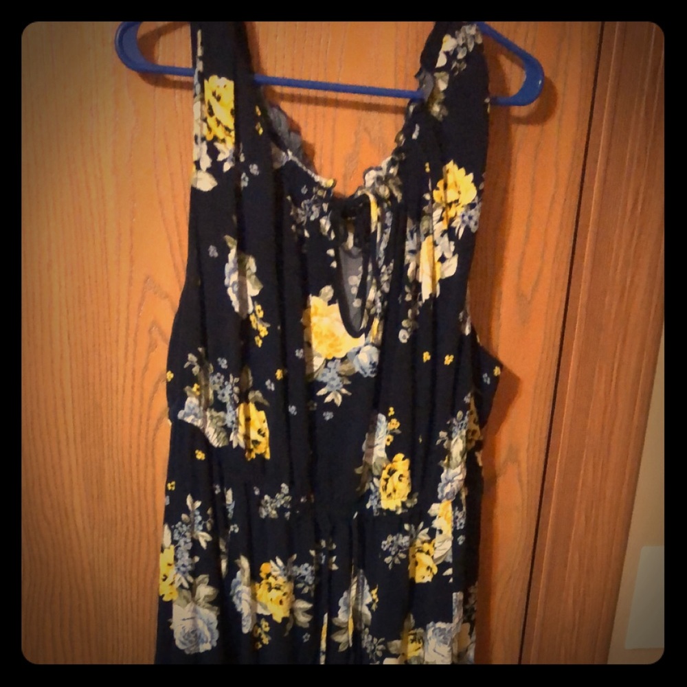 Navy blue with yellow floral Maxi dress
